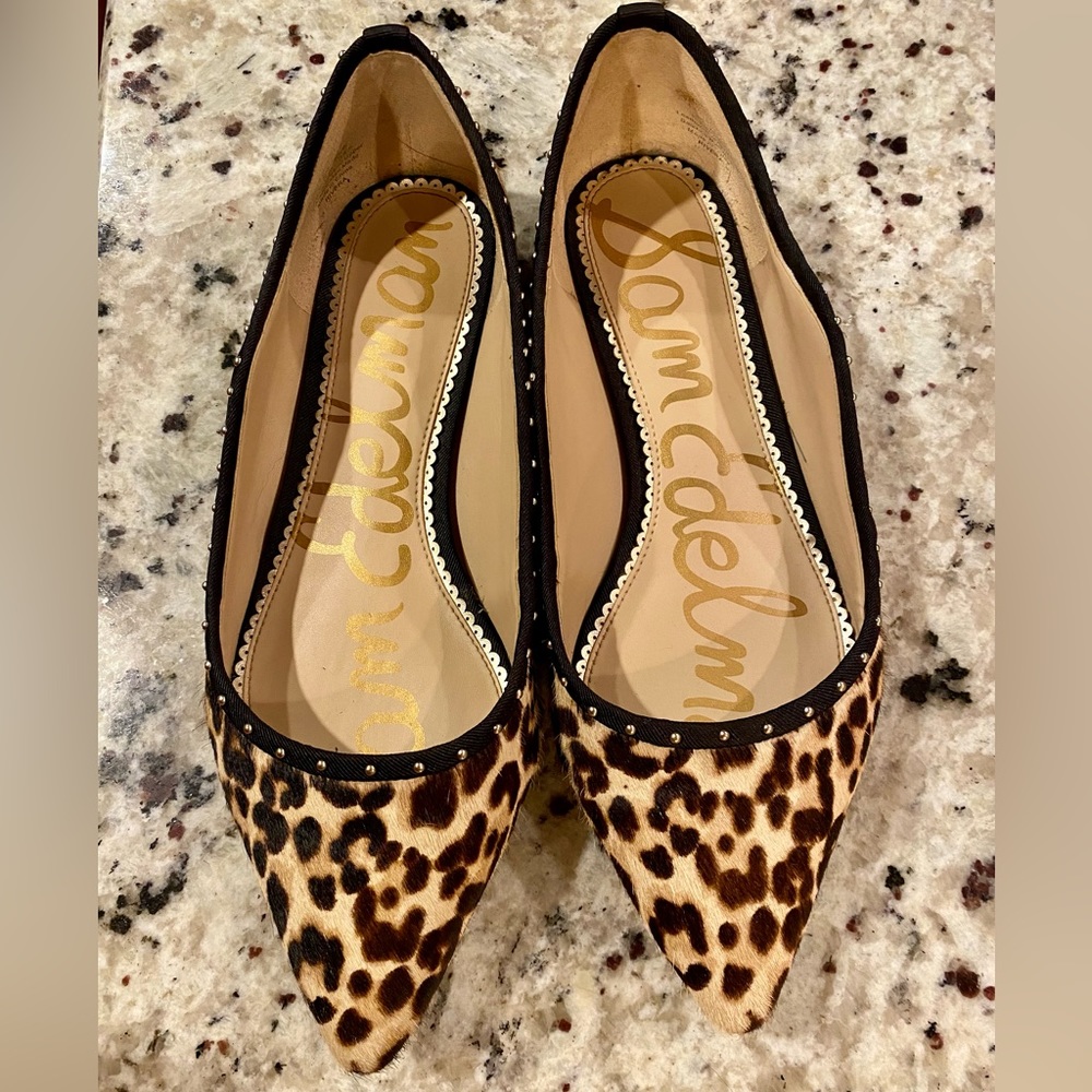 Sam Edelman leopard calfskin flats, size 8.5w